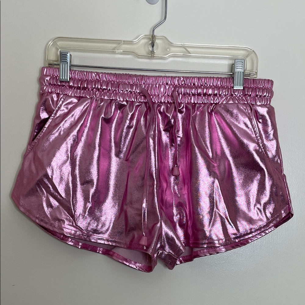 Shimmering Pink Athletic Shorts for Women